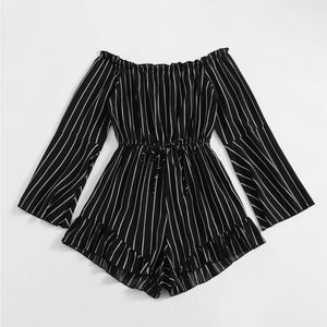 NWOT Striped Black & White Frill Romper